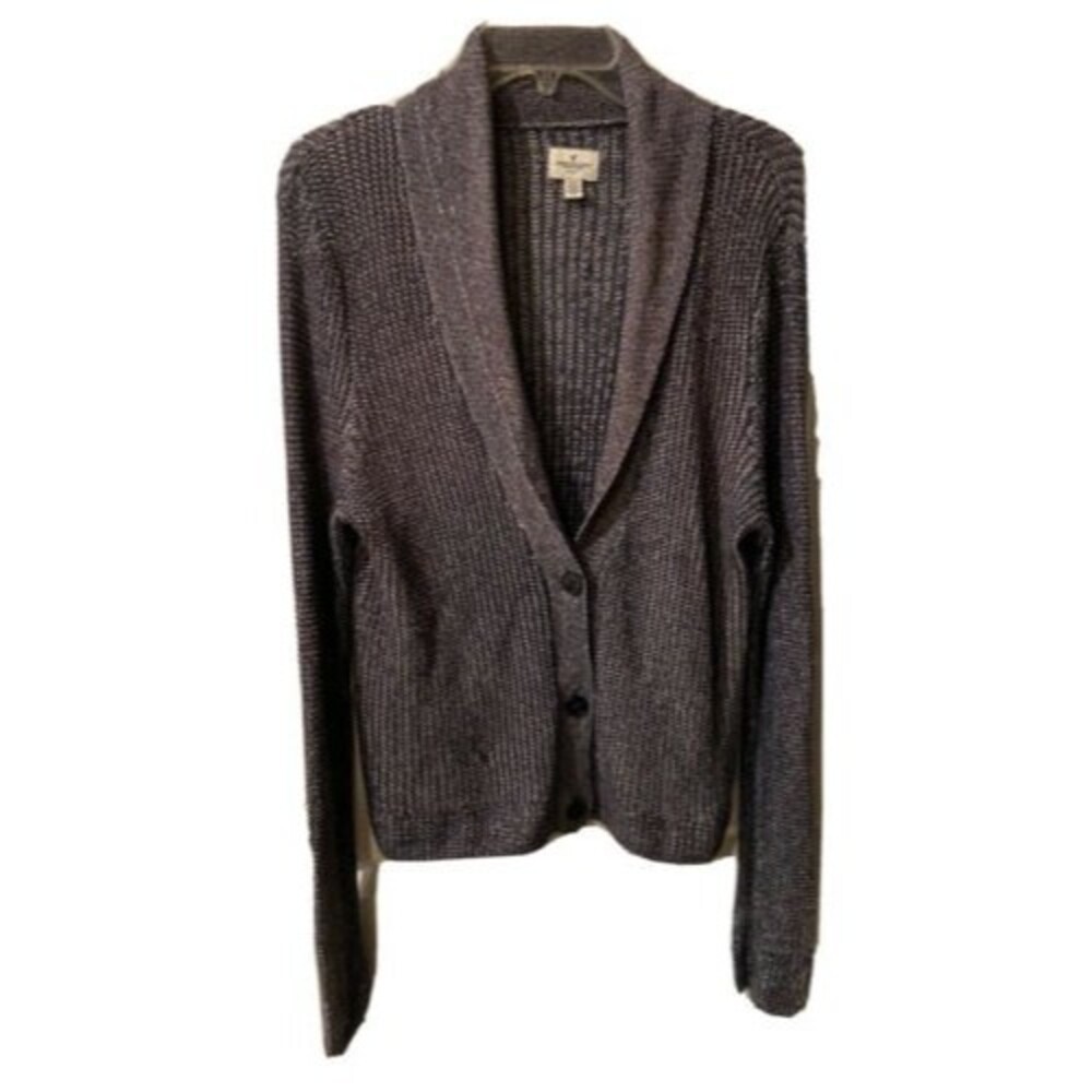 American Eagle Cardigan Womens L Purple Sweater Knit Button Collared Grandpa y2k - Picture 2 of 7